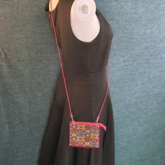 Brighton Beaded, Red Leather, Crossbody Mini-Bag - Picture 3 of 17